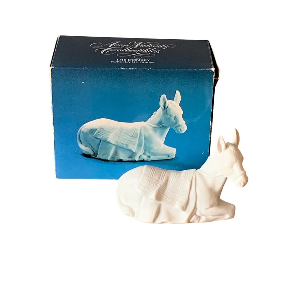 Avon Nativity Collectibles Vintage 1984 THE DONKEY White Porcelain